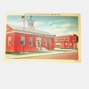 Post Office & Makepeace Building Wareham Mass Color Postcard Textured